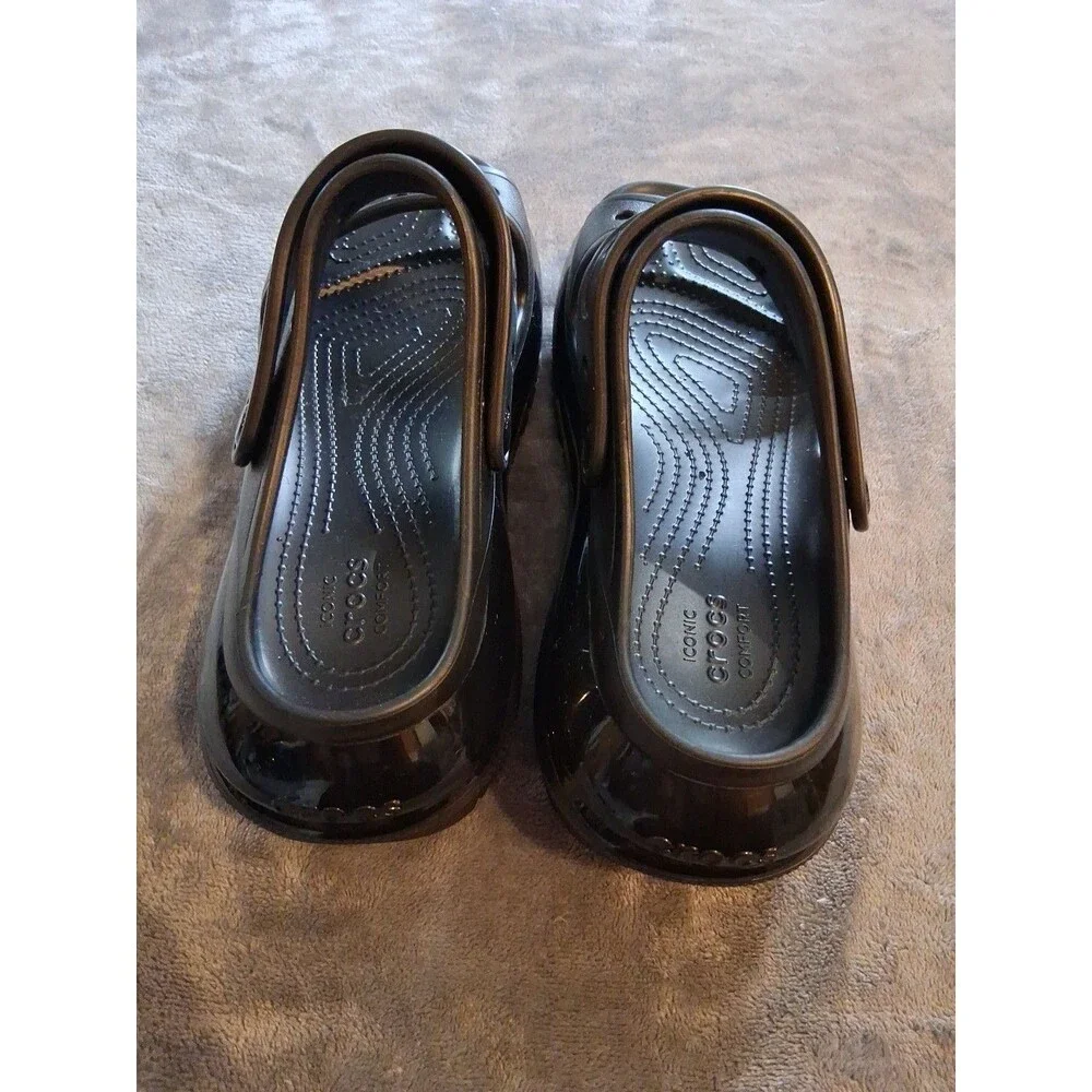 Crocs Classic Mega Crush Sandal Unisex Thick Soled Sandals Black Sz M 8 Women 10 - Picture 5 of 12